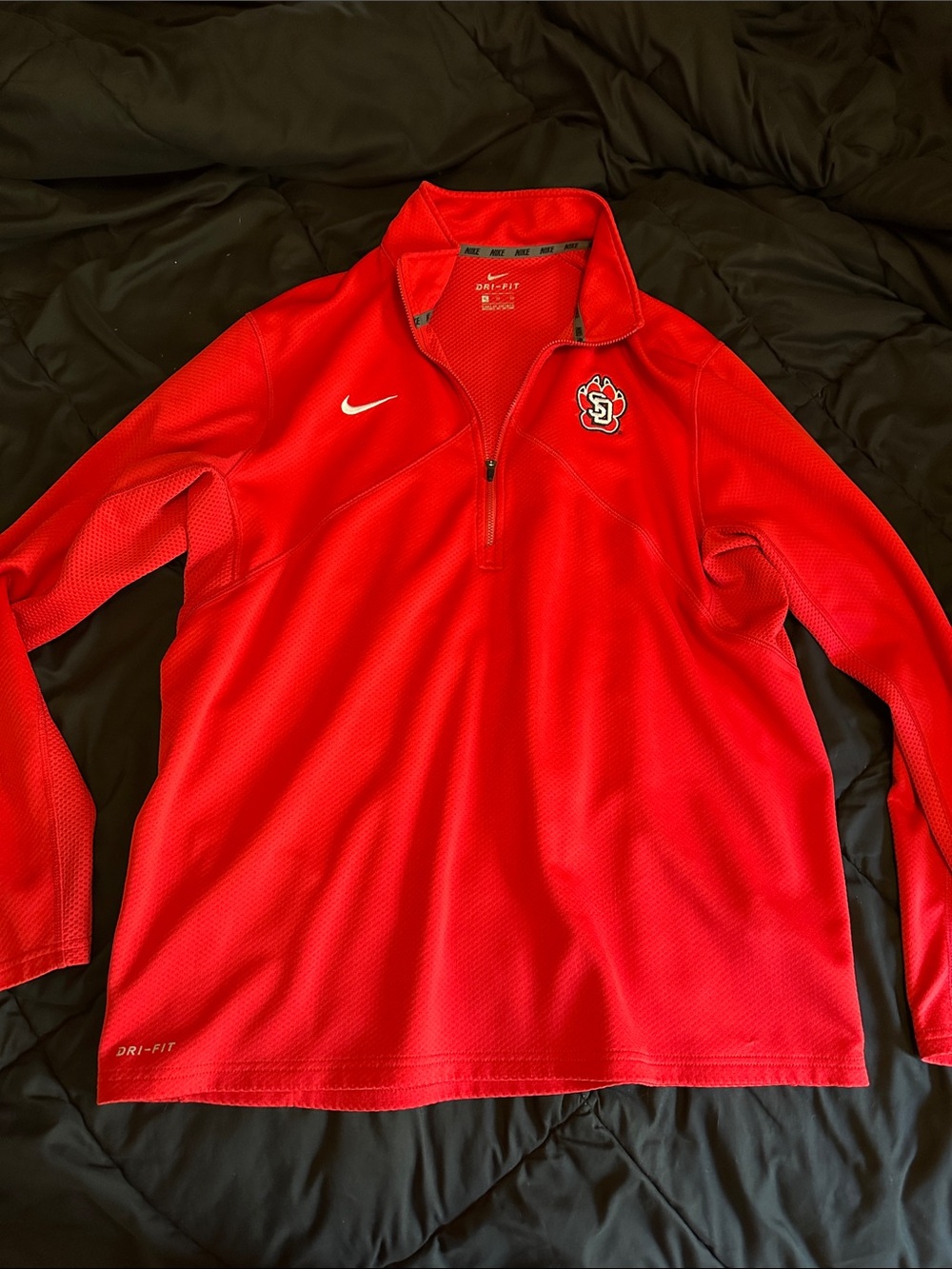 Nike Men’s Red Half-Zip Dri-FIT Pullover with Embroidered Logo